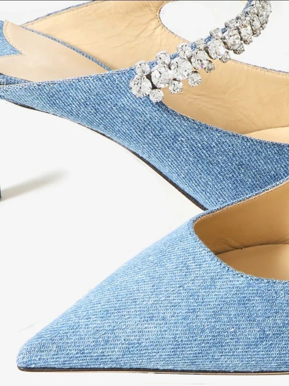 Jimmy Choo Denim Embellished Heel Mules In 39/US 8 - Picture 4 of 12